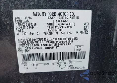 2017 Ford Edge Titanium из США, поврежденный, VIN 2FMPK3K93HBB05417